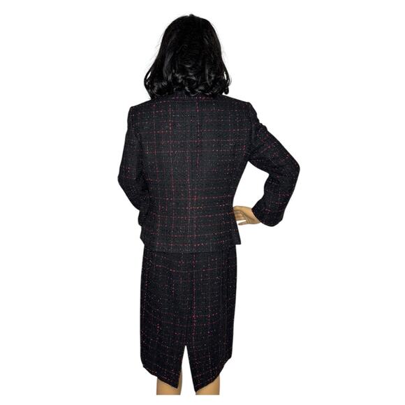 Tahari ASL evening classics boucle tweed sparkly dress suit black & red size 8 - Picture 6 of 16